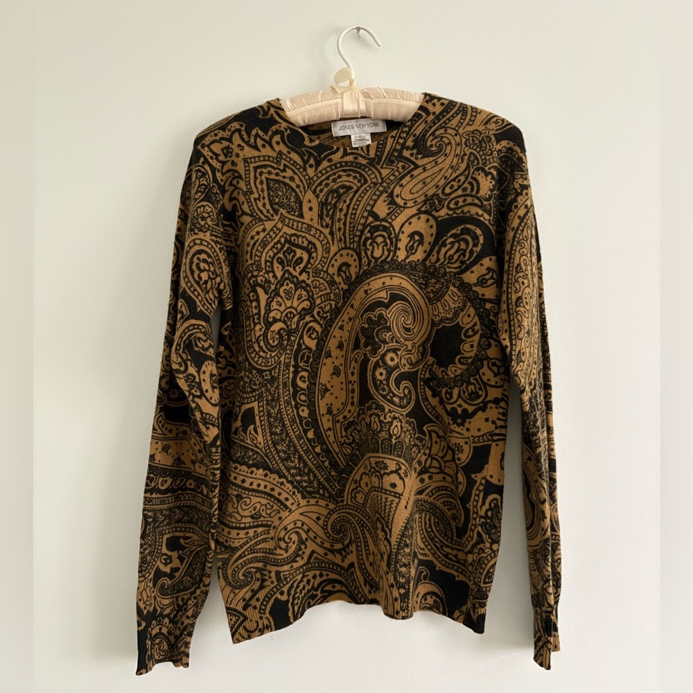 Jones New York Paisley Wool Angora Blend Sweater Size Small